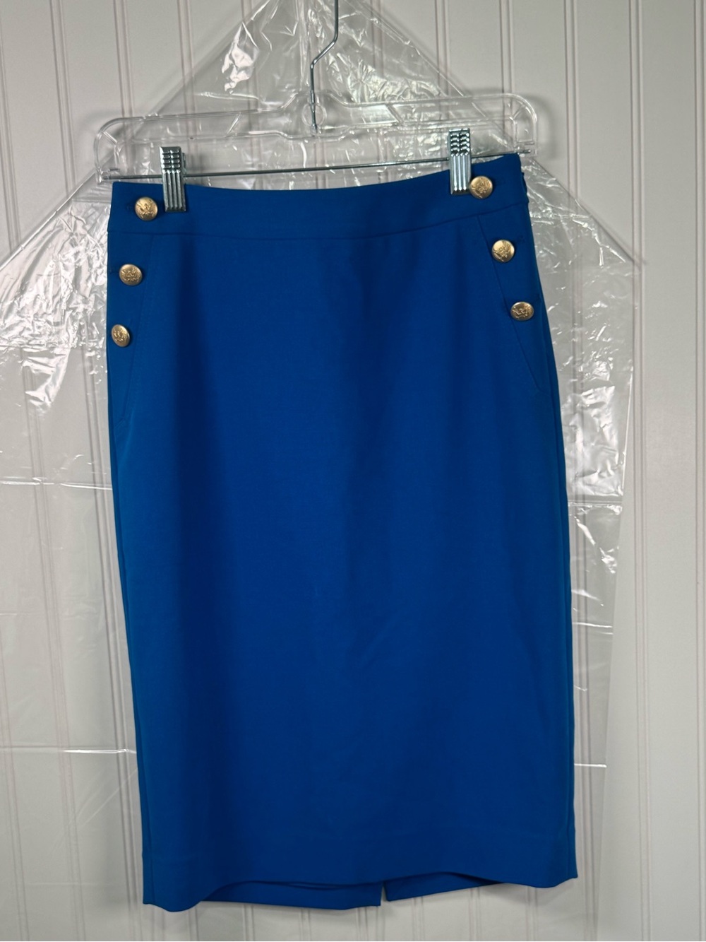 The Limited Women's Royal Blue Pencil Skirt with Gold Buttons